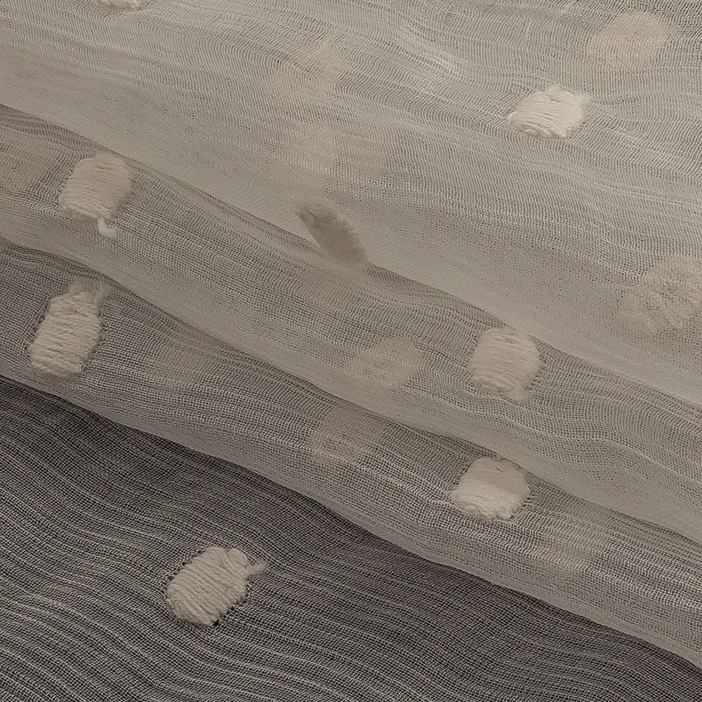 Famous Australian Designer Tofu Crinkled Silk Chiffon with Embroirdered Dots Folded