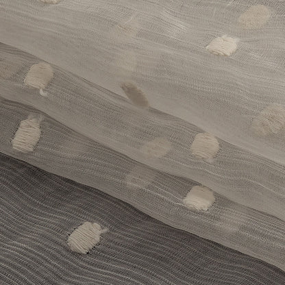 Famous Australian Designer Tofu Crinkled Silk Chiffon with Embroirdered Dots Folded