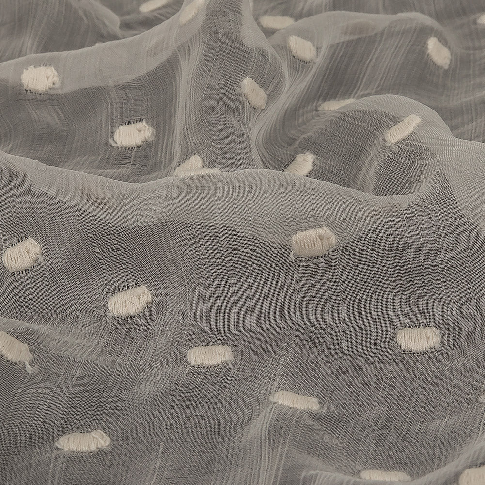 Famous Australian Designer Tofu Crinkled Silk Chiffon with Embroirdered Dots Detail