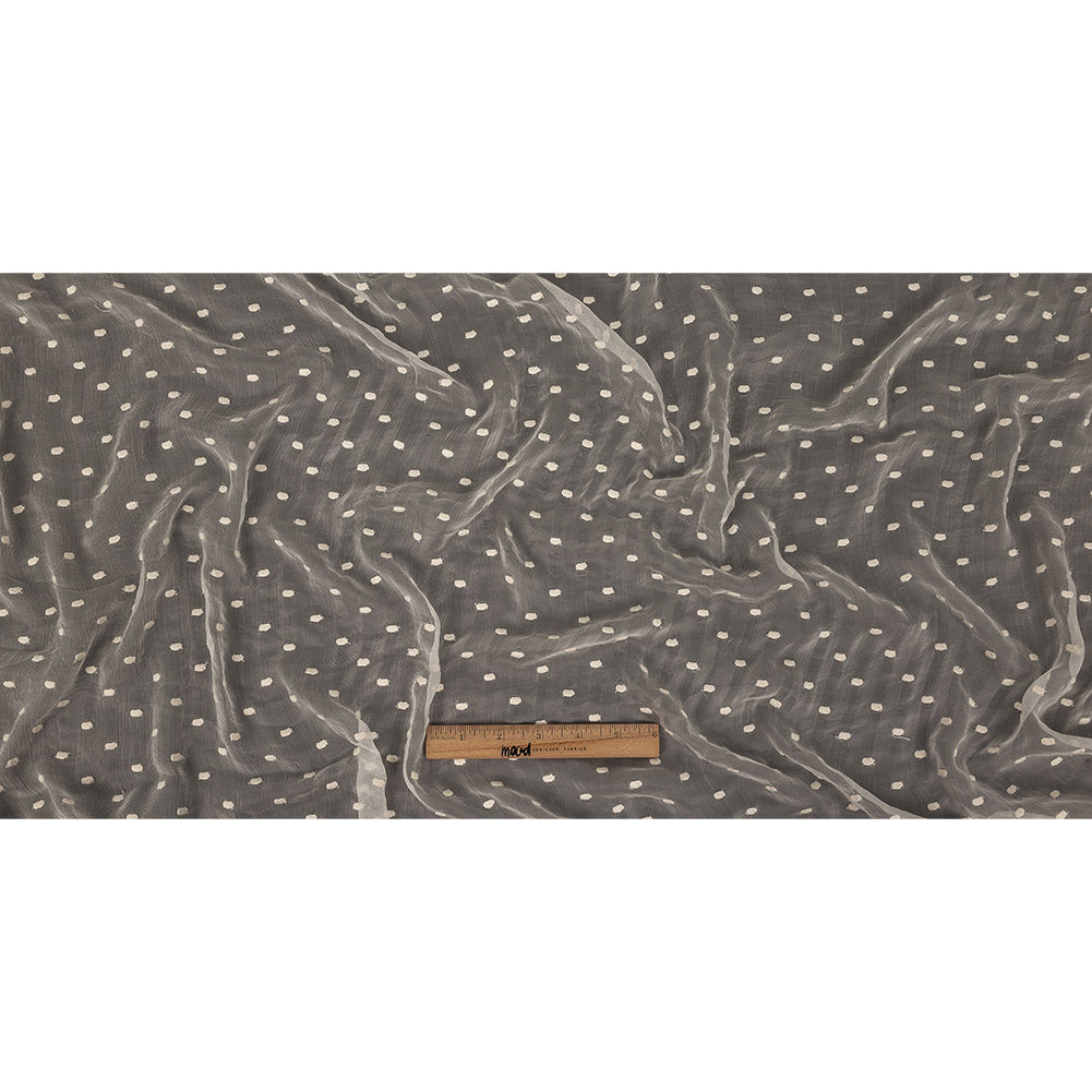 Famous Australian Designer Tofu Crinkled Silk Chiffon with Embroirdered Dots Full