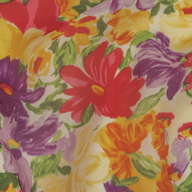 Carolina Herrera Warm Colors Painted Floral Silk Gazar