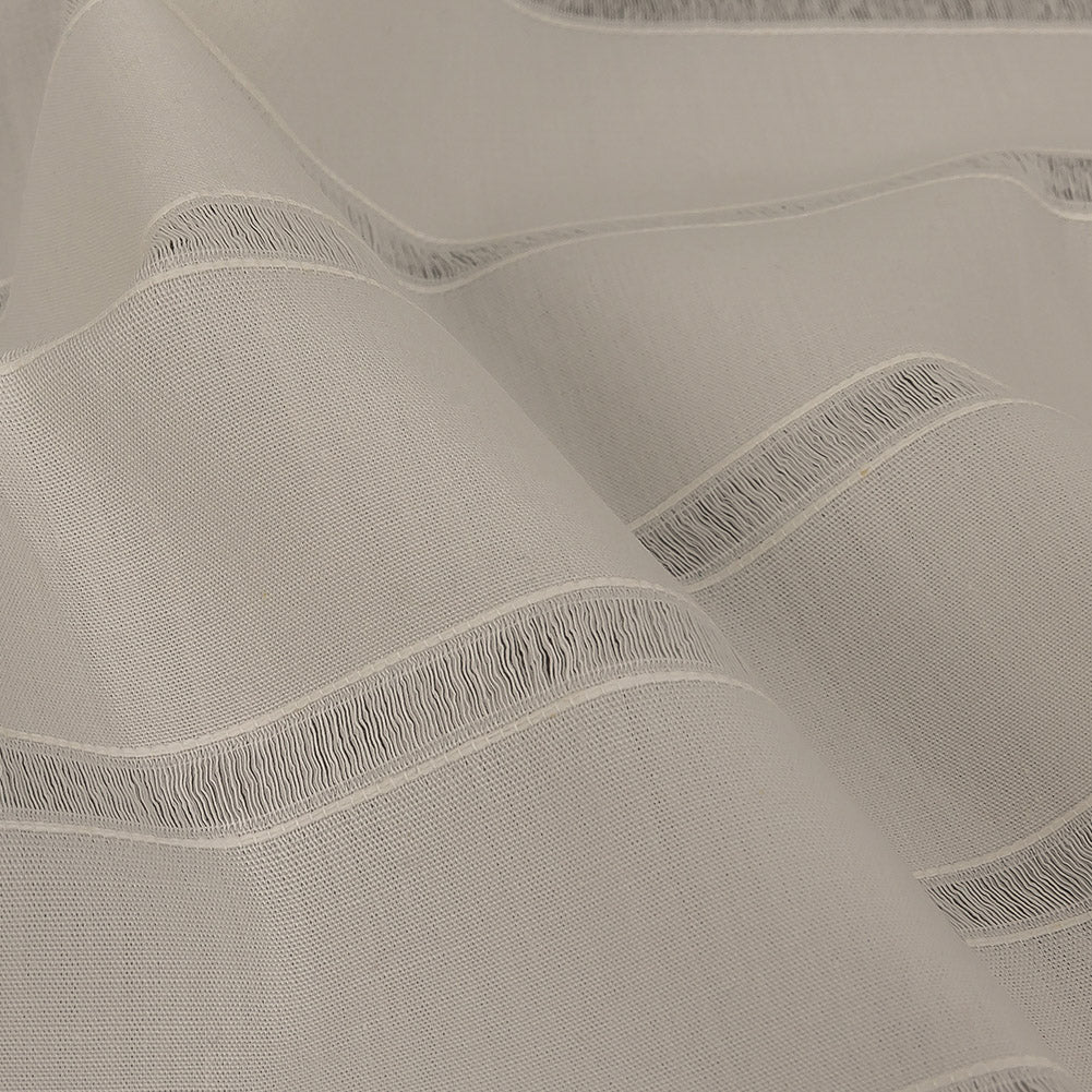 White Cotton Poplin with Ladder Stitched Stripes Detail