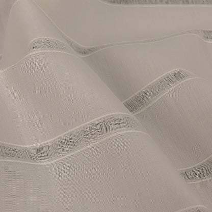 White Cotton Poplin with Ladder Stitched Stripes Detail