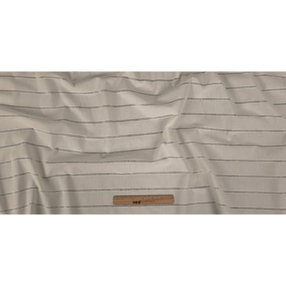 White Cotton Poplin with Ladder Stitched Stripes Full