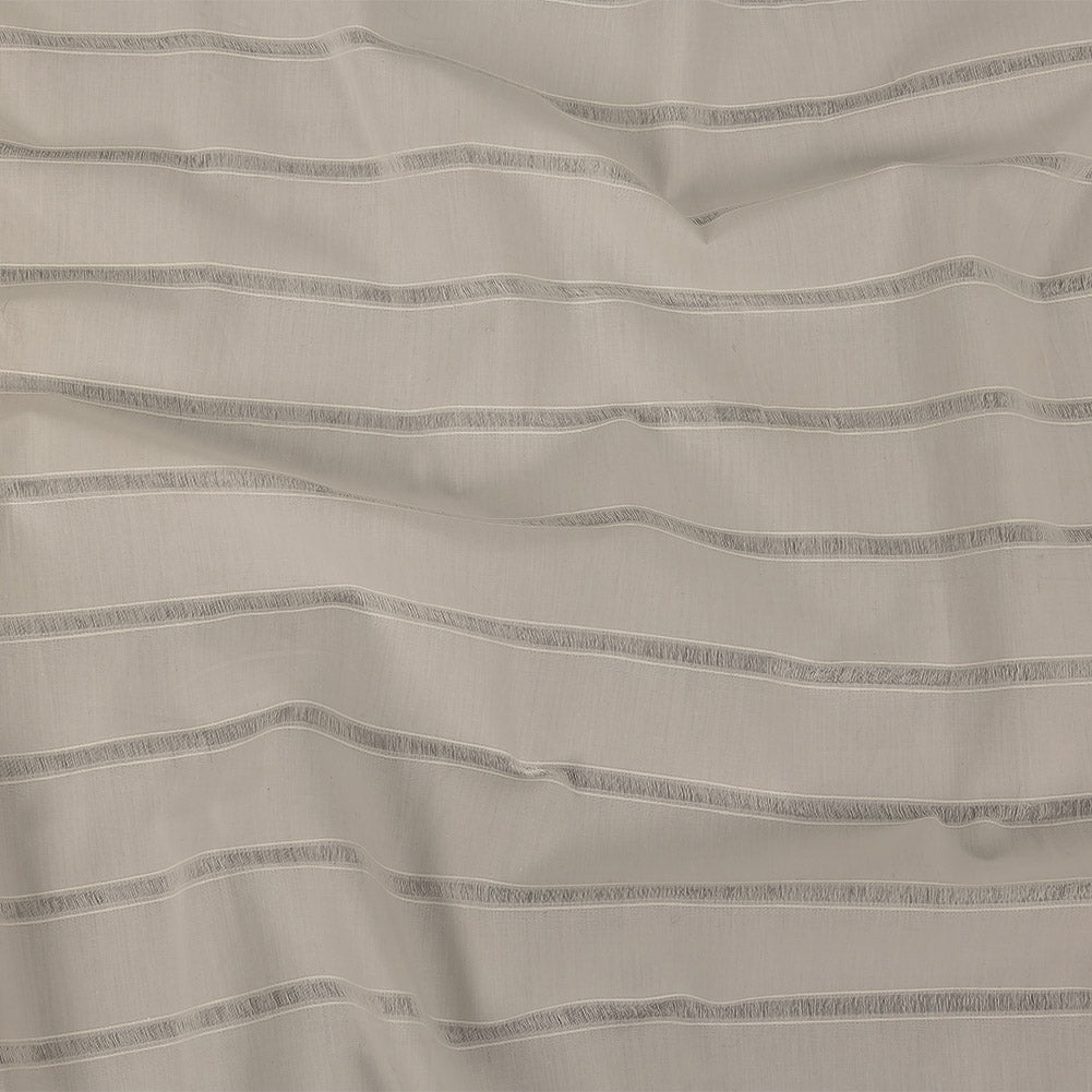 White Cotton Poplin with Ladder Stitched Stripes