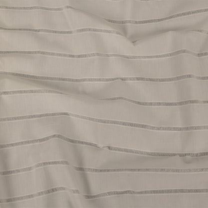 White Cotton Poplin with Ladder Stitched Stripes