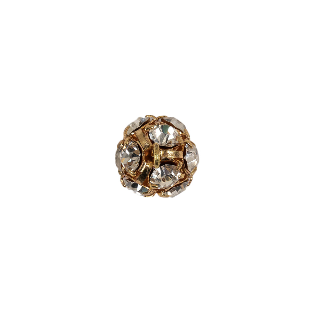 Vintage Crystal Rhinestones and Gold Metal Shank Back Ball Button - 17L/10.5mm