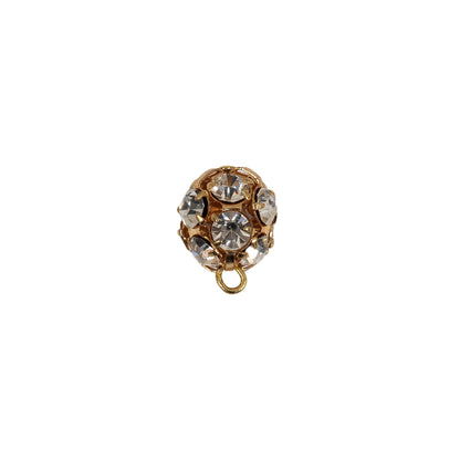 Vintage Crystal Rhinestones and Gold Metal Shank Back Ball Button - 17L/10.5mm Folded