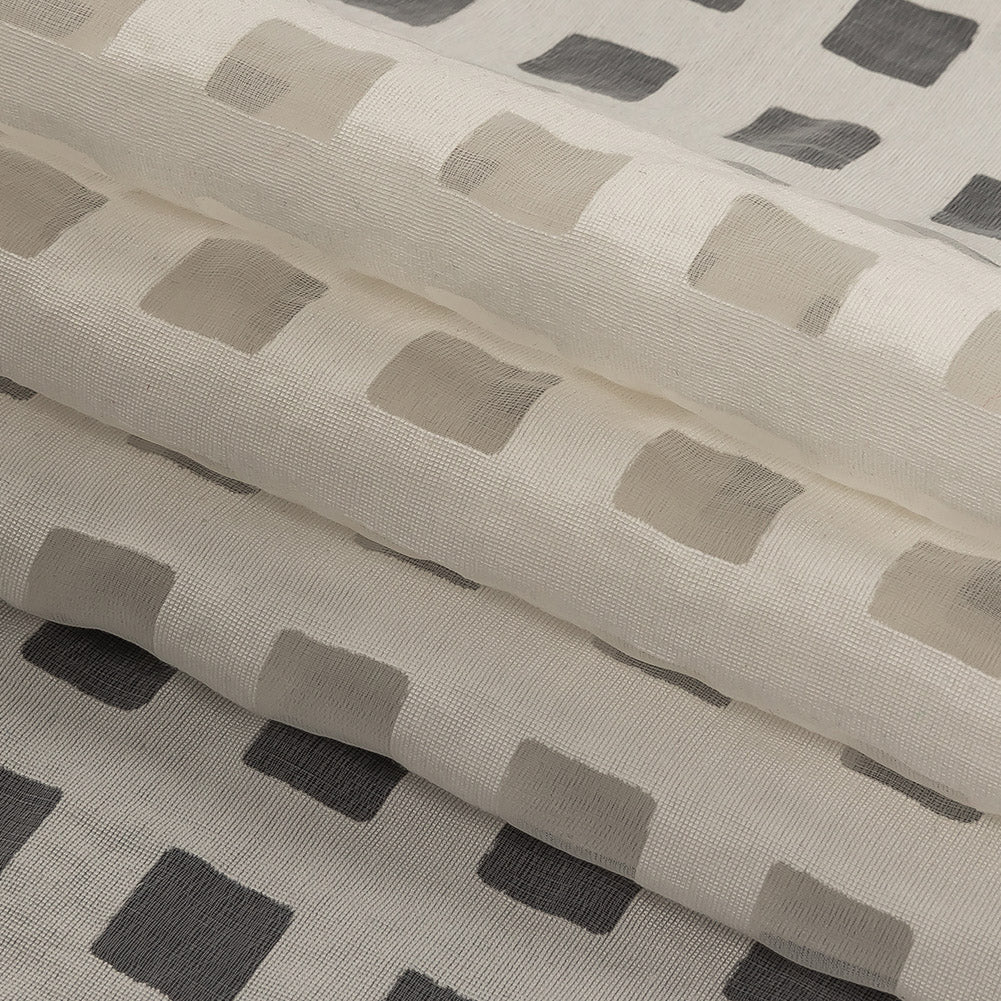 Milly Italian White Burnout Checkered Organza Folded
