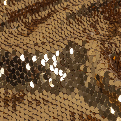 Milly Reflective Gold Paillette Sequins on Beige Stretch Jersey Detail