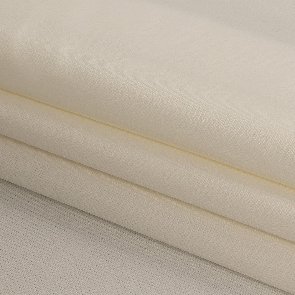 Italian Ivory Stretch Polyester and Viscose Woven Folded