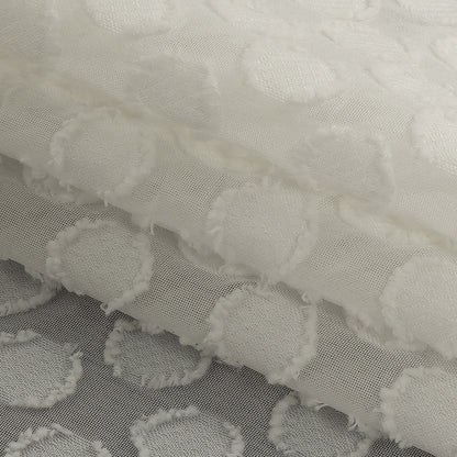White Polka Dotted Burnout Polyester Chiffon Folded