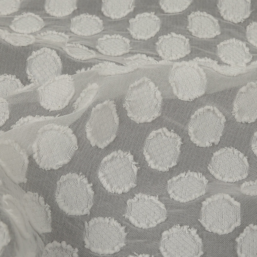 White Polka Dotted Burnout Polyester Chiffon Detail