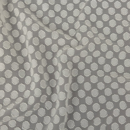 White Polka Dotted Burnout Polyester Chiffon
