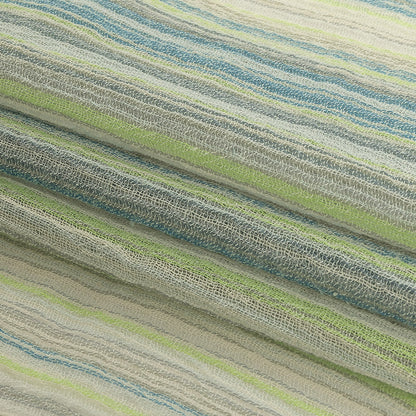 Blue, Lime and Gray Striped Cotton Gauze Folded