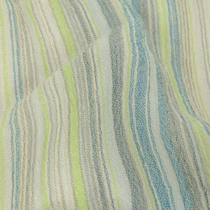 Blue, Lime and Gray Striped Cotton Gauze Detail