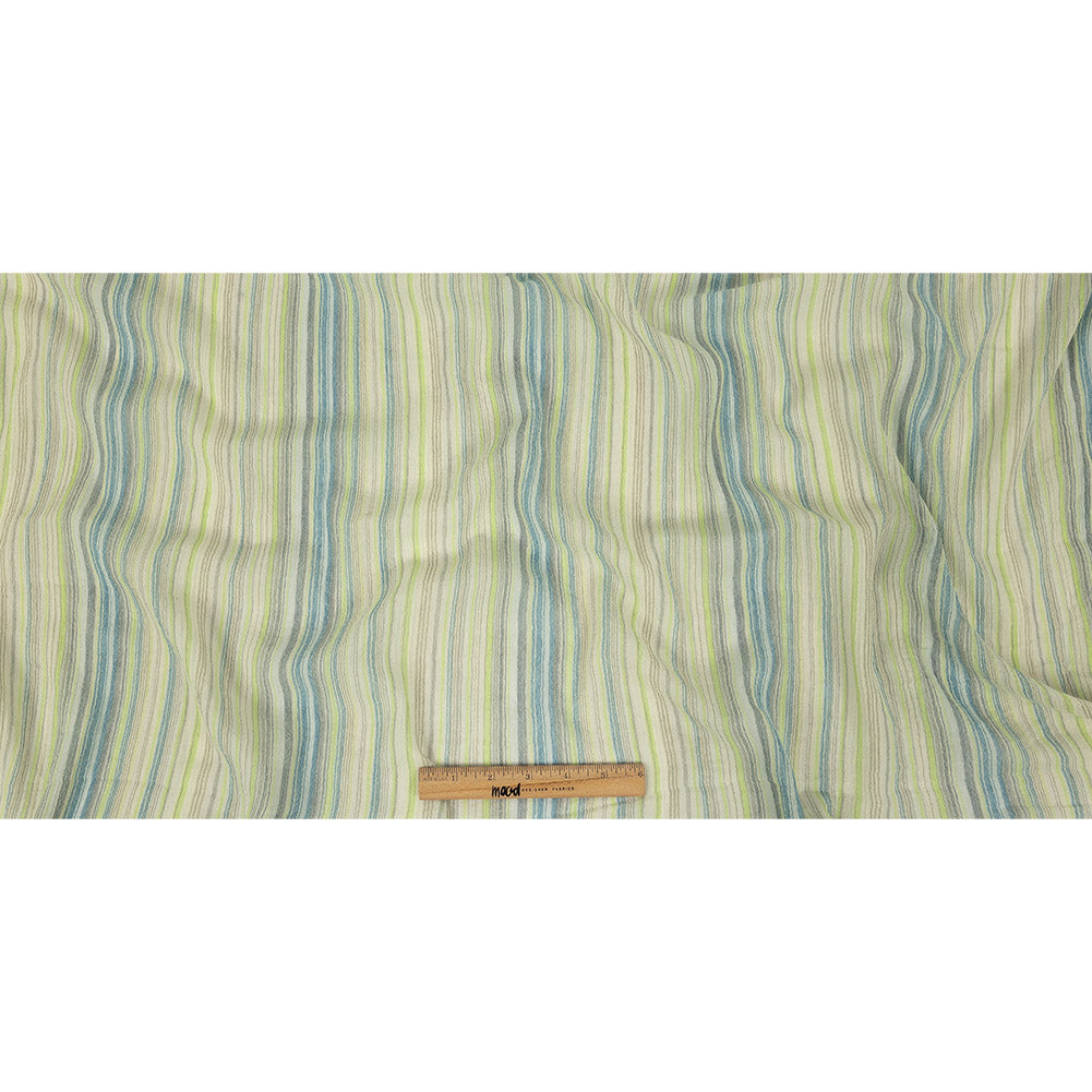 Blue, Lime and Gray Striped Cotton Gauze Full