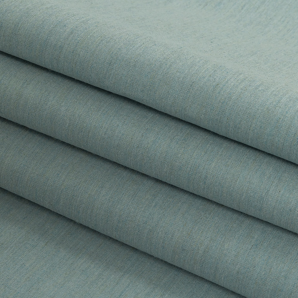 Italian Heathered Sky Blue Stretch Viscose Woven Folded