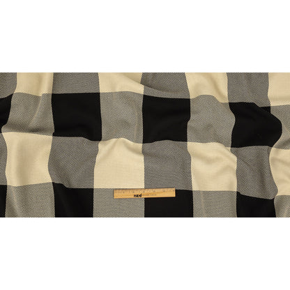 Italian Large-Scale Black and White Asparagus Buffalo Check Cotton Basketweave Full