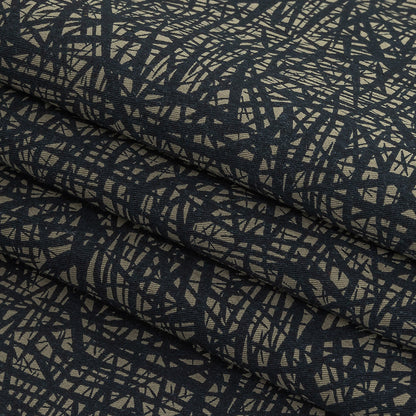 Liz Claiborne Cloudburst and Navy Abstract Printed Cotton Twill Folded