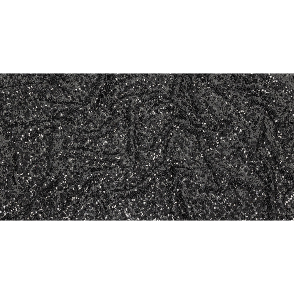 Black on Black Sequined and Embroidered Lace Full