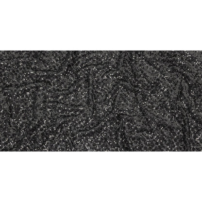 Black on Black Sequined and Embroidered Lace Full