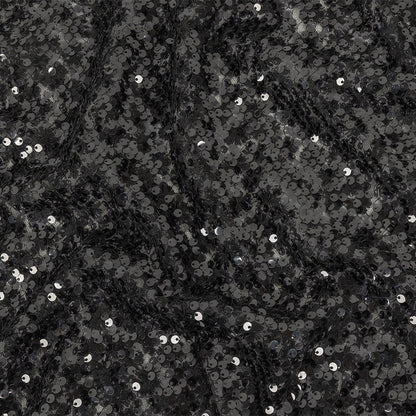 Black on Black Sequined and Embroidered Lace