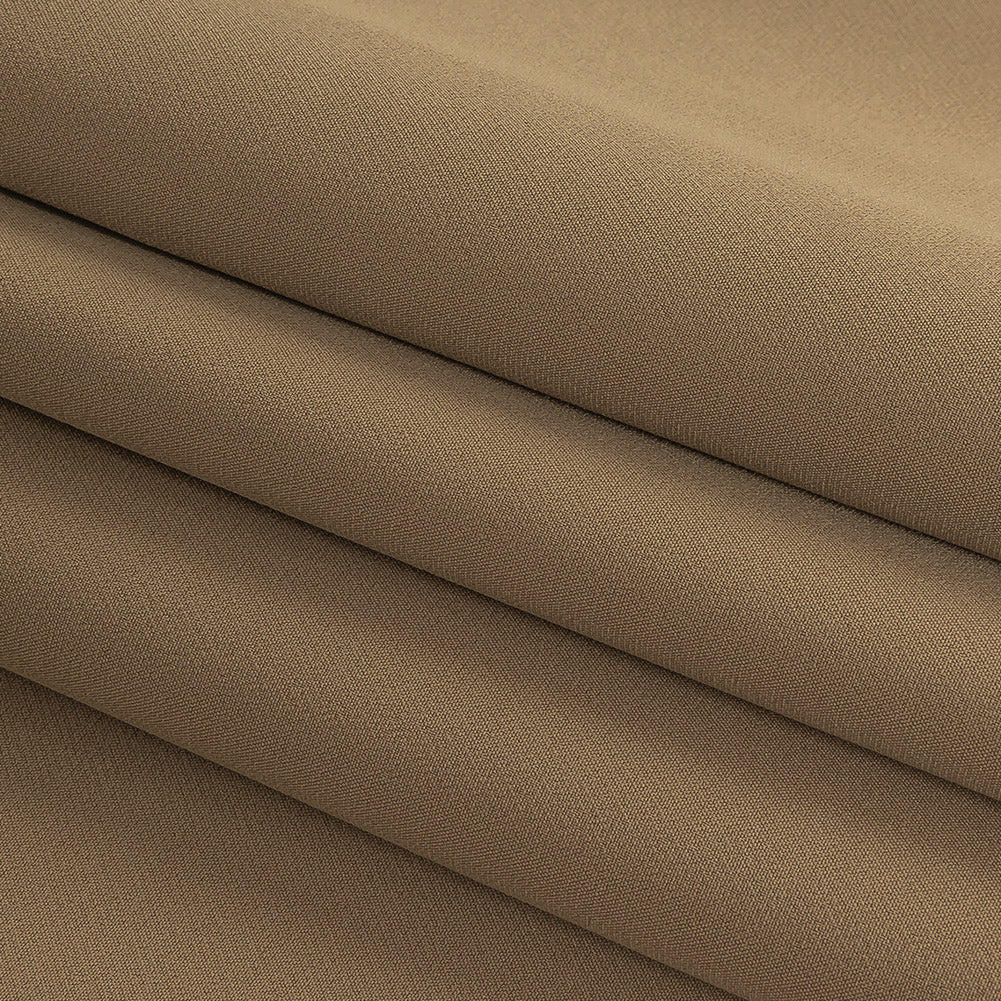 Italian Tan Stretch Creped Polyester Double Cloth Folded