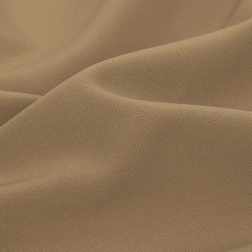 Italian Tan Stretch Creped Polyester Double Cloth Detail