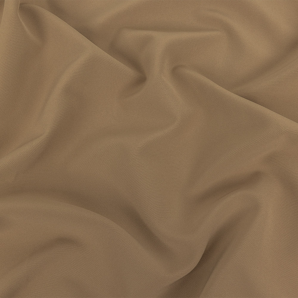 Italian Tan Stretch Creped Polyester Double Cloth