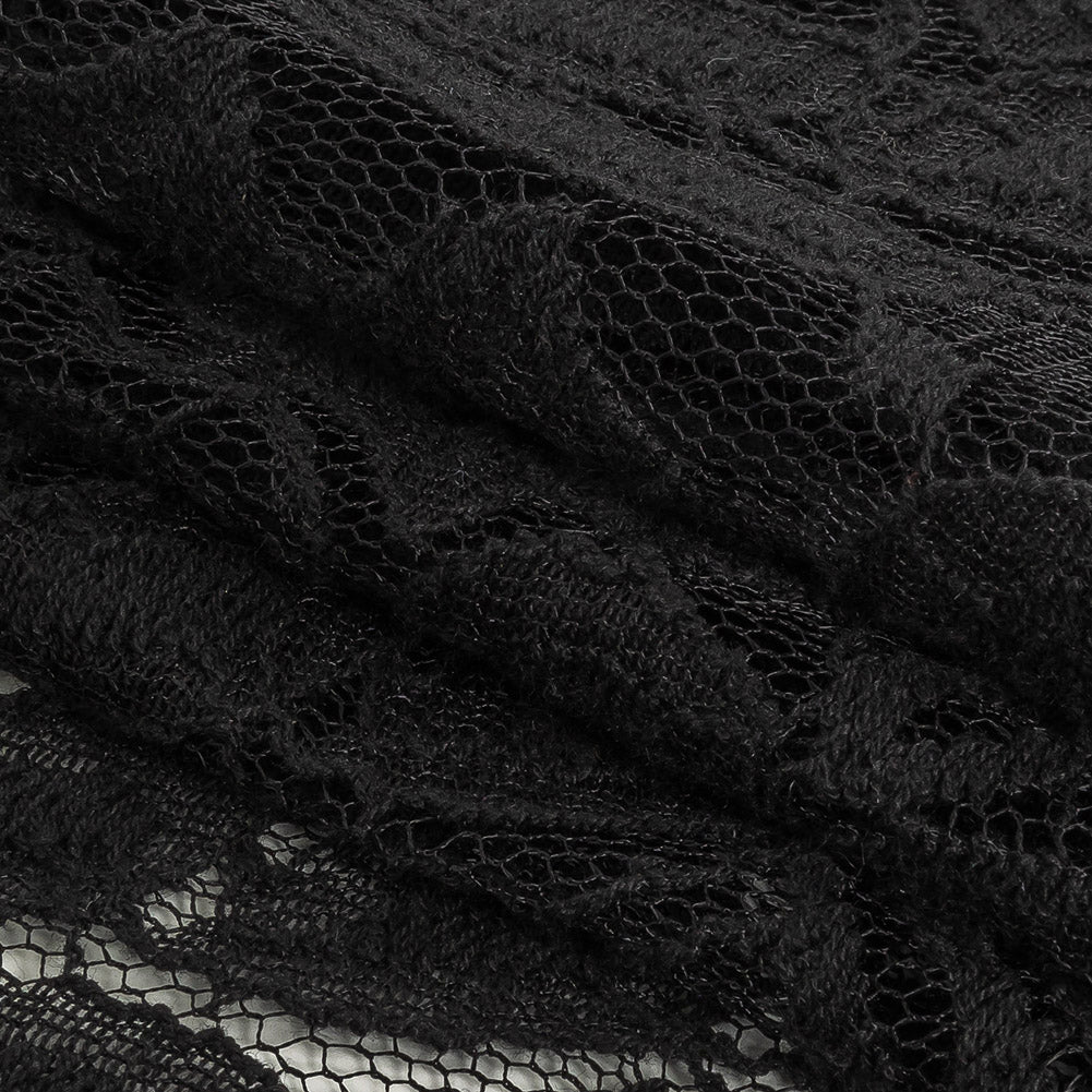 Black Floral Re-Embroidered Lace Folded