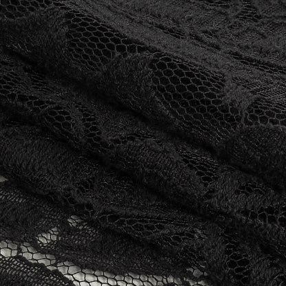 Black Floral Re-Embroidered Lace Folded