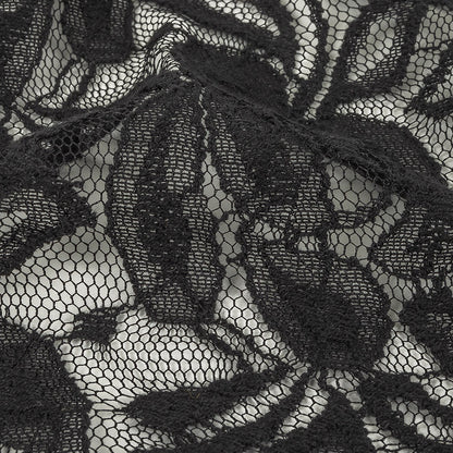 Black Floral Re-Embroidered Lace Detail
