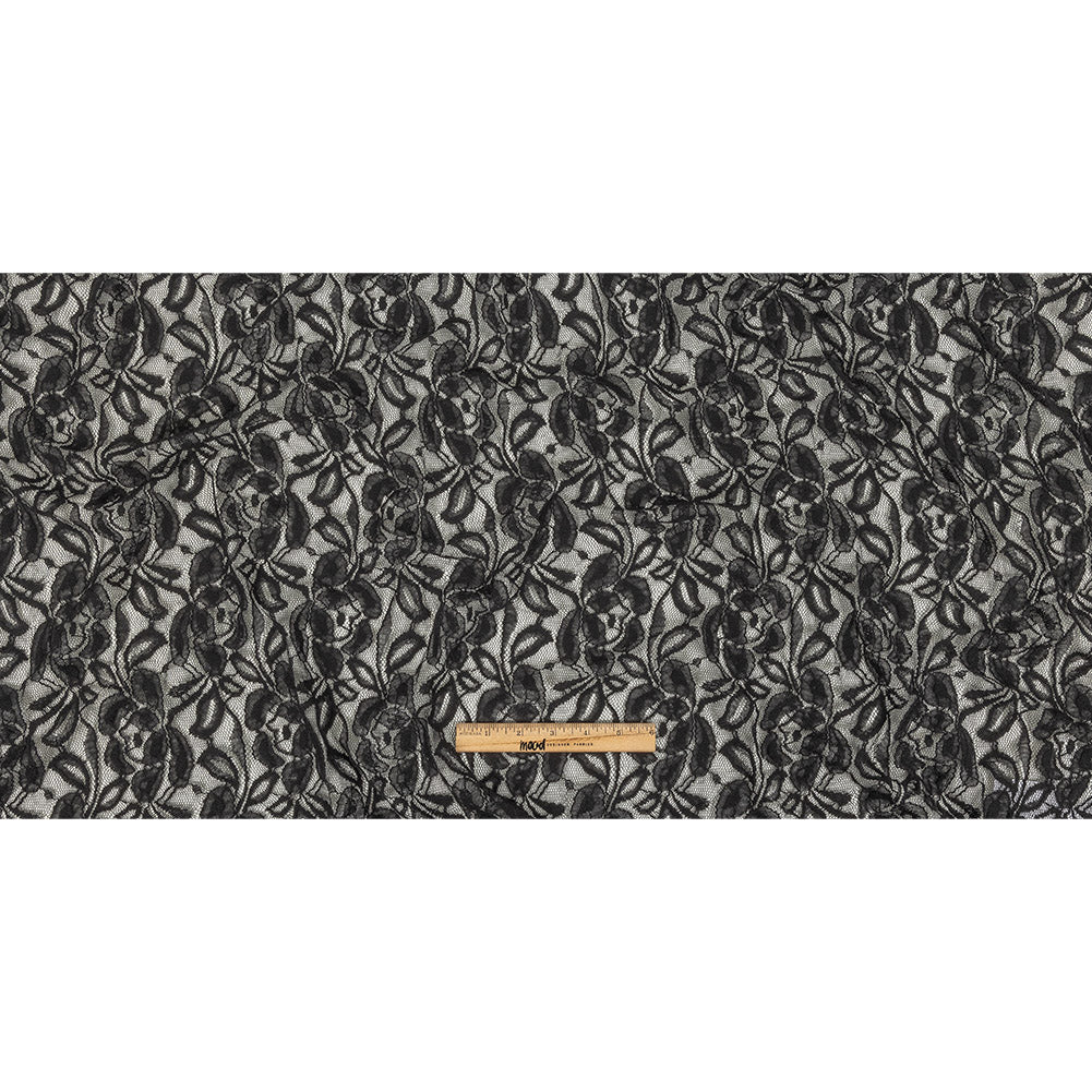 Black Floral Re-Embroidered Lace Full