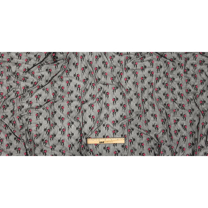 Black Stretch Mesh with Pink Embroidered Roses Full