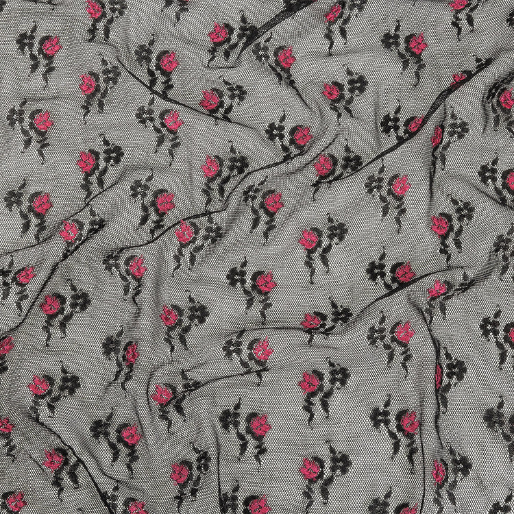 template--25130090922057__main-Black Stretch Mesh with Pink Embroidered Roses