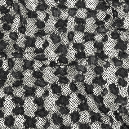 Metallic Black on Black Abstract Cheetah Spots Netting