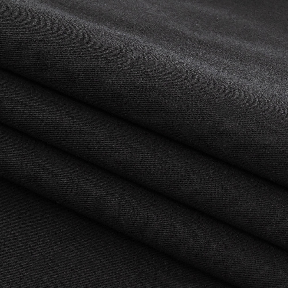 Black Stretch Cotton Twill Folded