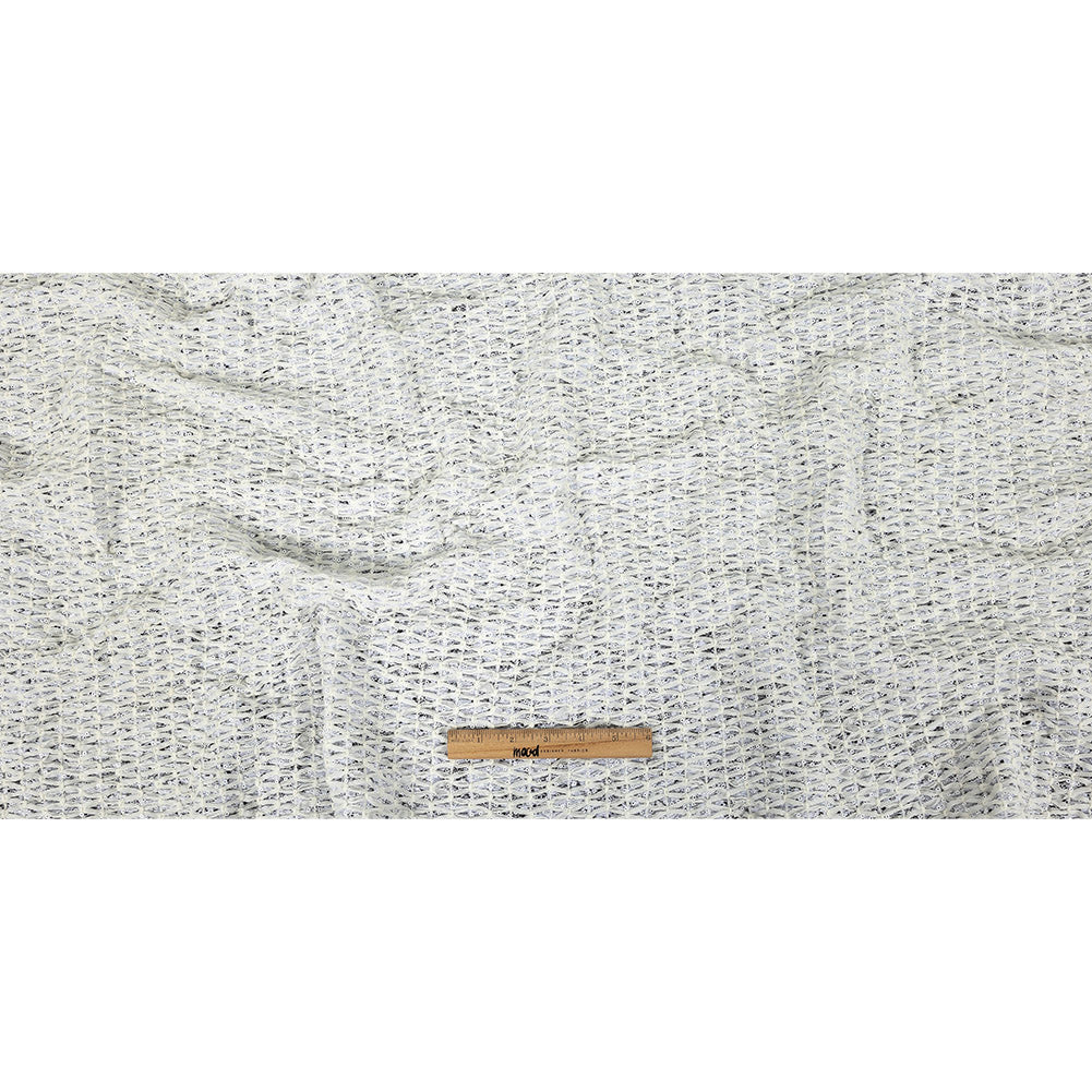 White Stretch Sequinned Floral Lace with Chevron Ribbon Detailing Full