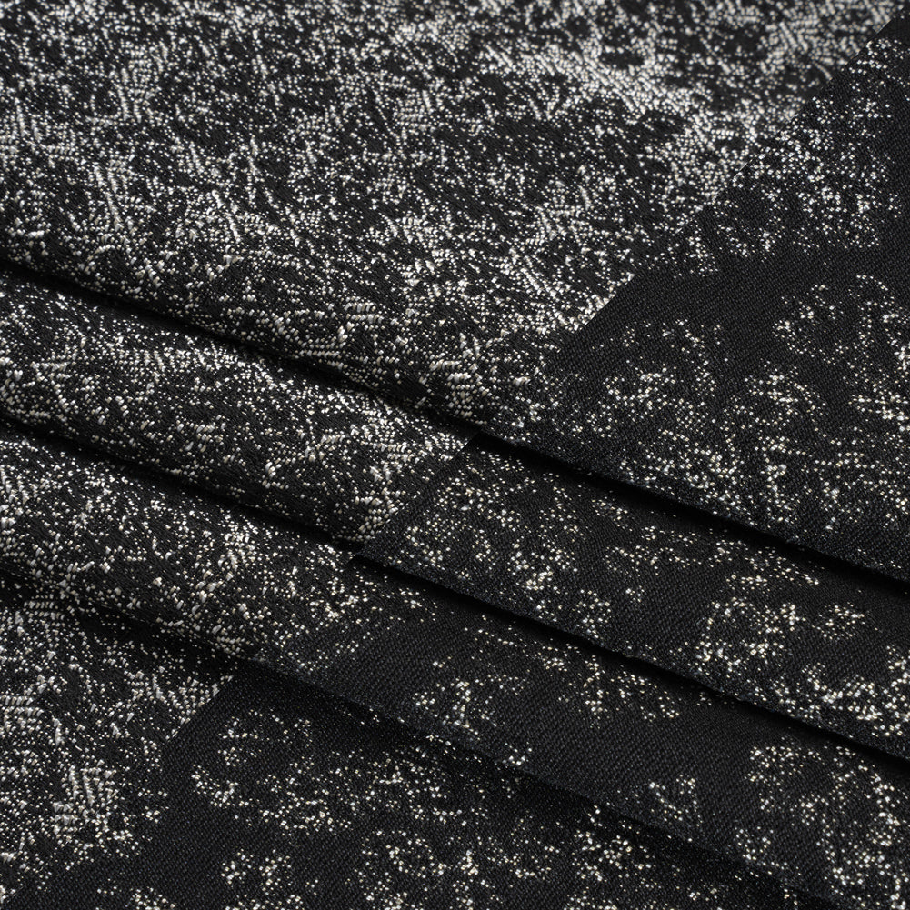 Italian Black and White Abstract Stretch Jacquard Folded