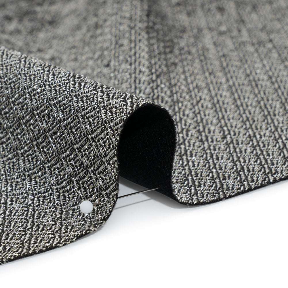 Italian Black and White Abstract Stretch Jacquard Detail
