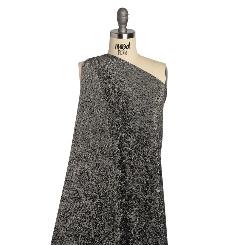 Italian Black and White Abstract Stretch Jacquard Drape