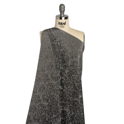 Italian Black and White Abstract Stretch Jacquard Drape
