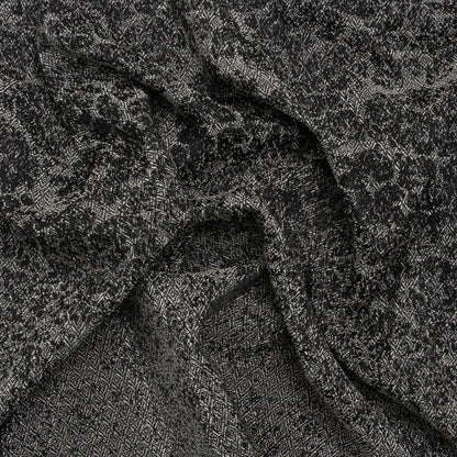 Italian Black and White Abstract Stretch Jacquard