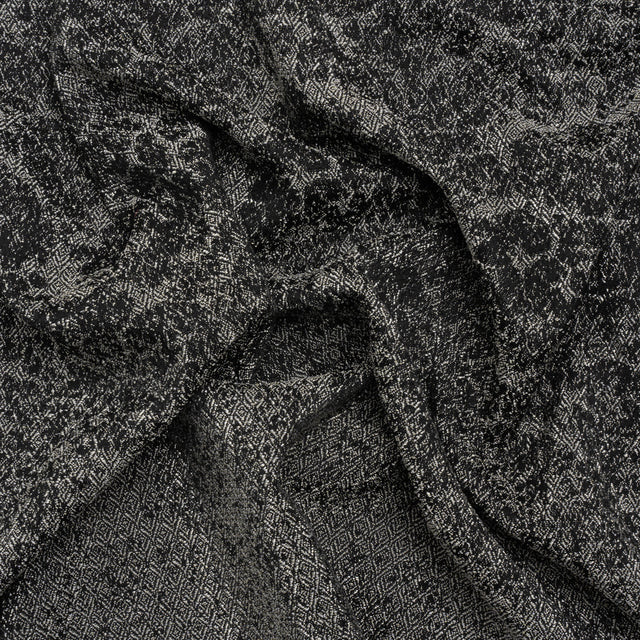 Italian Black and White Abstract Stretch Jacquard