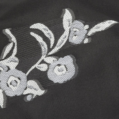 Carolina Herrera Italian Black and Silver Floral Burnout Blended Silk Jacquard Detail