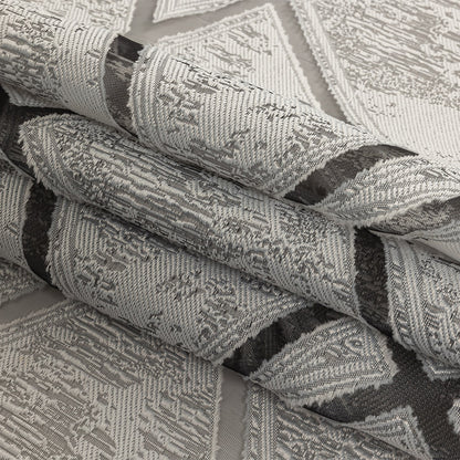 Silver and Brilliant White Geometric Burnout Jacquard Folded