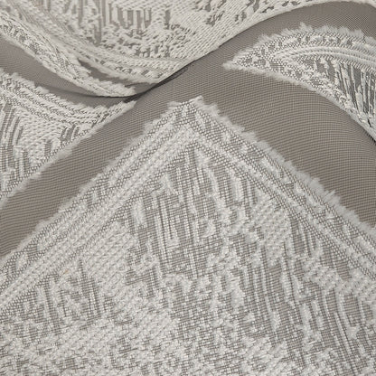 Silver and Brilliant White Geometric Burnout Jacquard Detail