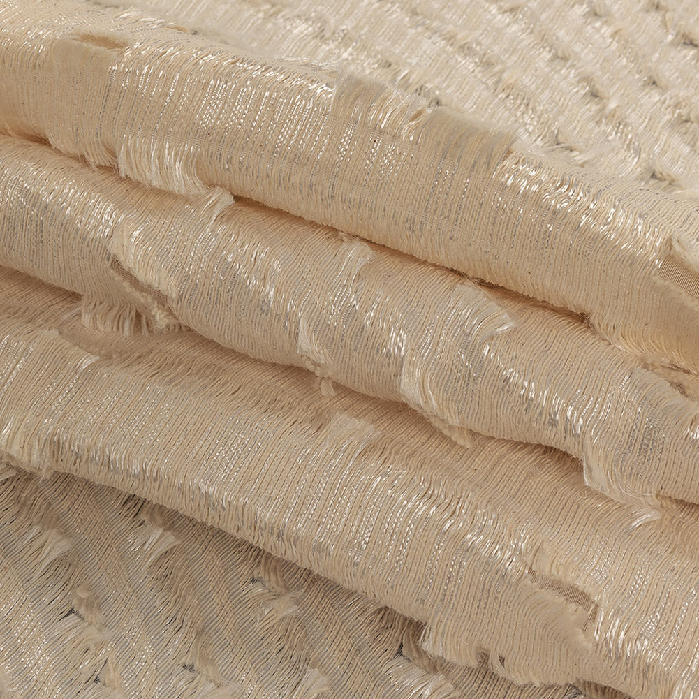 Ivory Fringed Waves Novelty Woven Folded