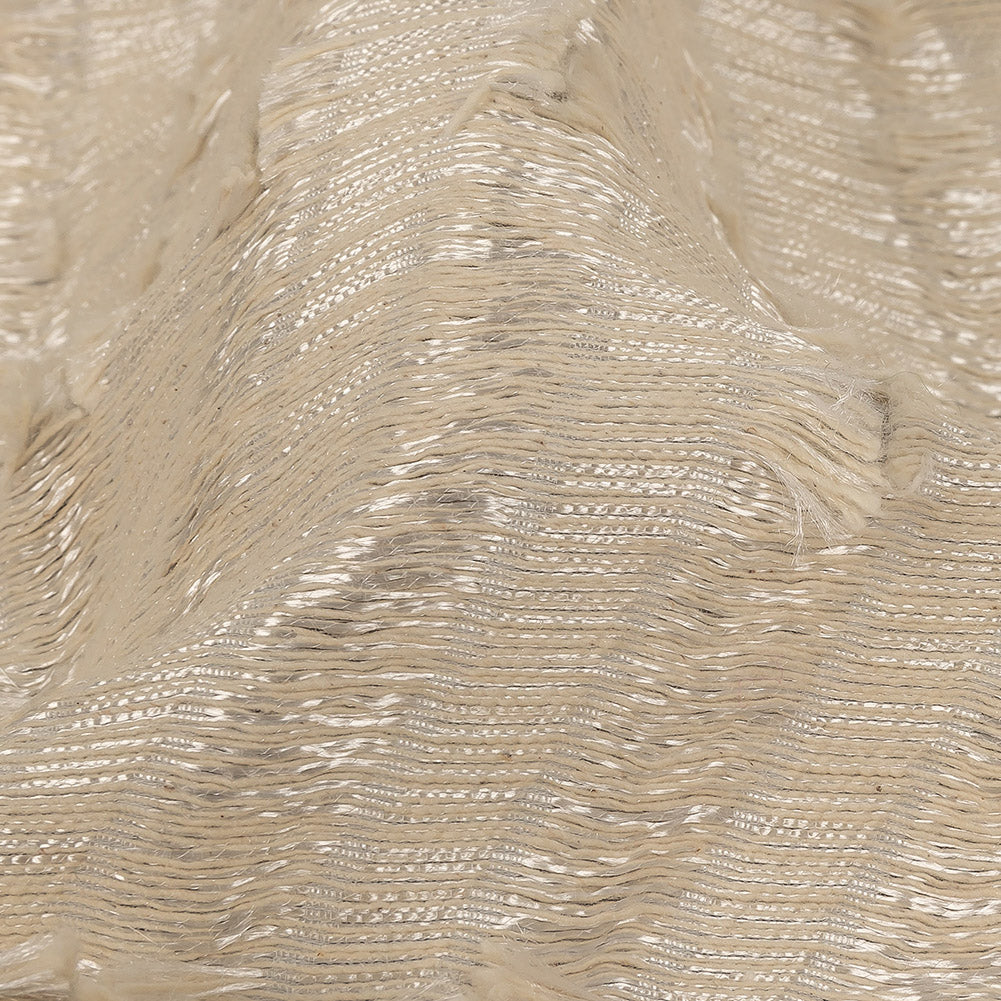 Ivory Fringed Waves Novelty Woven Detail